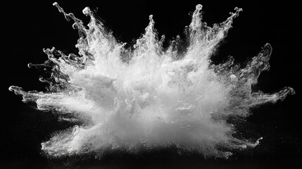 White Powder Explosion Against Black Background