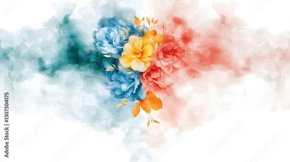 Poster Mesmerizing abstract texture blending soft blue and pink hues with delicate golden lines creating an elegant and vibrant composition perfect for backgrounds and wallpapers