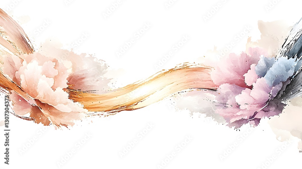 Poster stunning fluid art inspired digital painting featuring intertwining pastel blues and pinks accented 