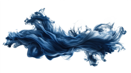 Abstract Blue Smoke Wave Flowing in Motion on Transparent Background PNG. Blue Smoke Wave Texture