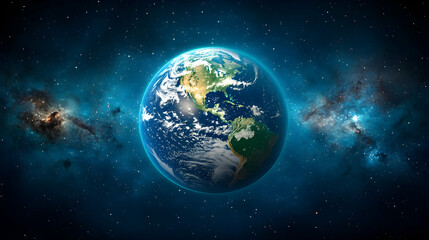 Fototapeta premium Earth in space with nebulae.