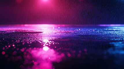 Rain-soaked urban landscape city night atmospheric photography neon lights ground level visual serenity amidst chaos