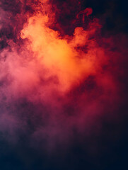 Fiery Smoke Clouds in Darkness