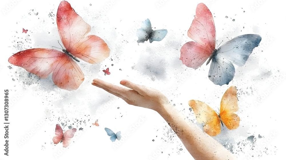 Leinwandbilder Elegant and pink butterfly rendering with luminous colors and intricate wing patterns floating gracefully against a transparent background for versatile design use