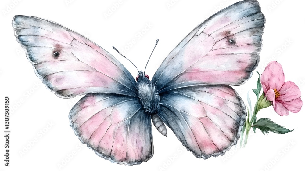 Leinwandbilder a soft and delicate pink butterfly artwork painted with stunning details and gentle shading isolated