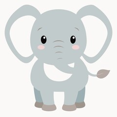 Cute Baby Elephant on White Background