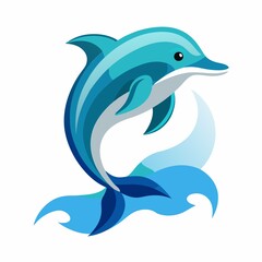 Playful Dolphin Leaping through Waves on White Background