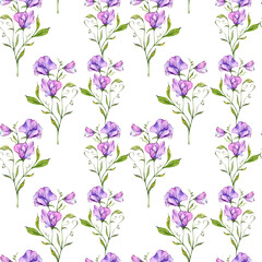 Floral seamless background watercolor. Sweet Pea seamless pattern. Floral background with Sweet Pea. April birth month flower. Botanical Background for wallpapers, wrapping paper, textile