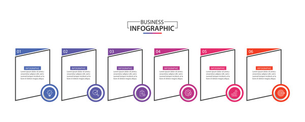 Modern business infographic template, geometric shape with 6 options or steps