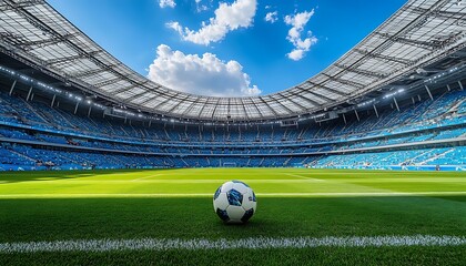 Empty stadium soccer ball