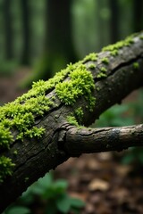 Dead tree limb with moss-covered surface and subtle cracks, rustic, natural, deadwood