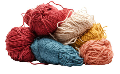 A string of vibrant hues, used in sewing and knitting, is shown against a white background