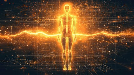 human body outline, frequency, energy