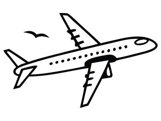 Minimalist Black and White Airliner Illustration in Motion