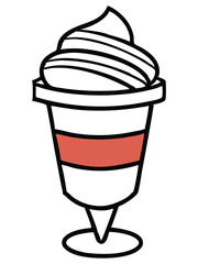 Clean Line Art of a Dessert Cup with Red Stripe Perfect for Food and Beverage Designs