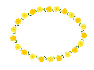 黄色い花の楕円のフレーム