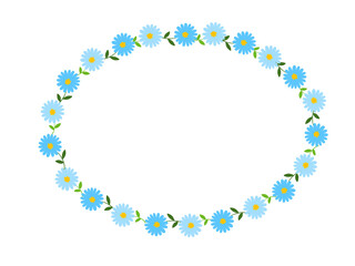 青い花の楕円のフレーム