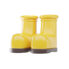Cartoon 3D Yellow Rubber Boots