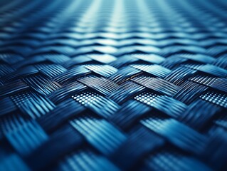 Detailed view displays a textured and woven blue material up close