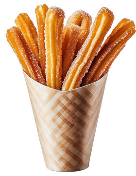  crispy churros coated in sugar isolated on transparent background Generative Ai