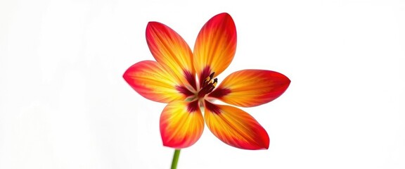 Fototapeta premium A single, vibrant flower, petals perfectly formed, isolated against a pure white backdrop, macro, beauty