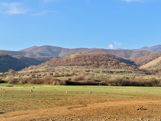 landscape with mountains and blue sky