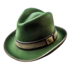 Green Alpine hat isolated on transparent background
