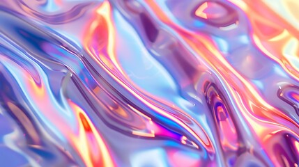 Abstract iridescent liquid swirls, vibrant holographic texture, colorful flowing pattern, dynamic design, beautiful iridescent background, smooth glossy surface