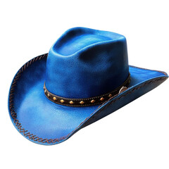 Blue Cowboy Hat Side View isolated on transparent background
