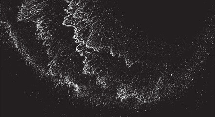 Snow, stars, twinkling lights, rain drops on black background. Abstract vector noise. Small particles of debris and dust. Distressed uneven grunge overlay.