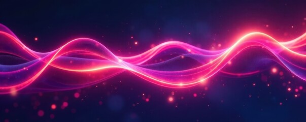 Obraz premium Intertwined, glowing abstract lines creating a wavy, ethereal background , illustration, fantasy, seamless