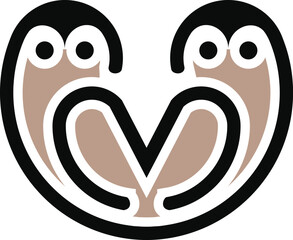 Naklejka premium Owl vector logo with unified line design, minimalist and modern. Symbol of intelligence, insight and creativity, suitable for branding in education, technology and business.