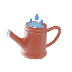 3D Cartoon Watering Can with Water Drops