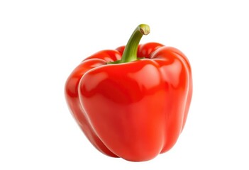Single vibrant red bell pepper, glossy skin, isolated, vitamin c, image