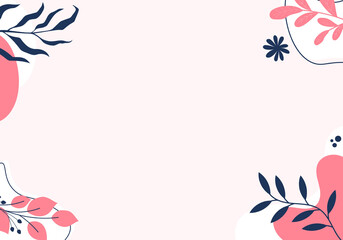 Elegant floral background with pink shades and botanical decorations