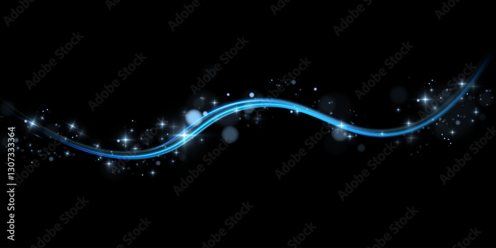Aufkleber blue glowing shiny lines. vector blue light effect, neon speed motion curve.speed ​​line.vector.