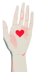 Obraz premium PNG Hand with two red hearts symbol background design.