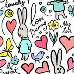 easter bunny abstract seamless endless repeat pattern background fabric fashion design allover print wrapping paper digital illustration art texture textile wallpaper colorful apparel image 