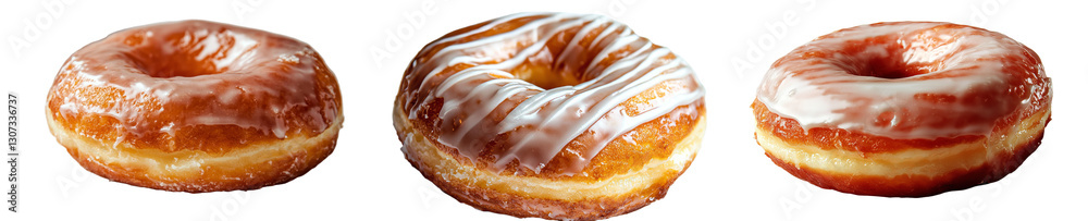 Poster a white background serves as the setting for a doughnut covered in chocolate cream icing
