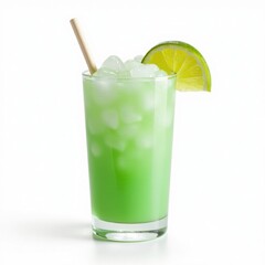 Iced coconut drink, isolated on white Perfect for menus , template, pure