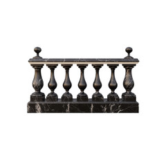 Exquisite marble balustrade showcasing a distinctive black finish and ornate shapes, perfect for architectural designs and decor.