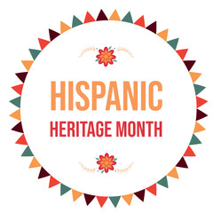 Hispanic Heritage Month. National Hispanic Heritage Month text, Spanish pattern.	