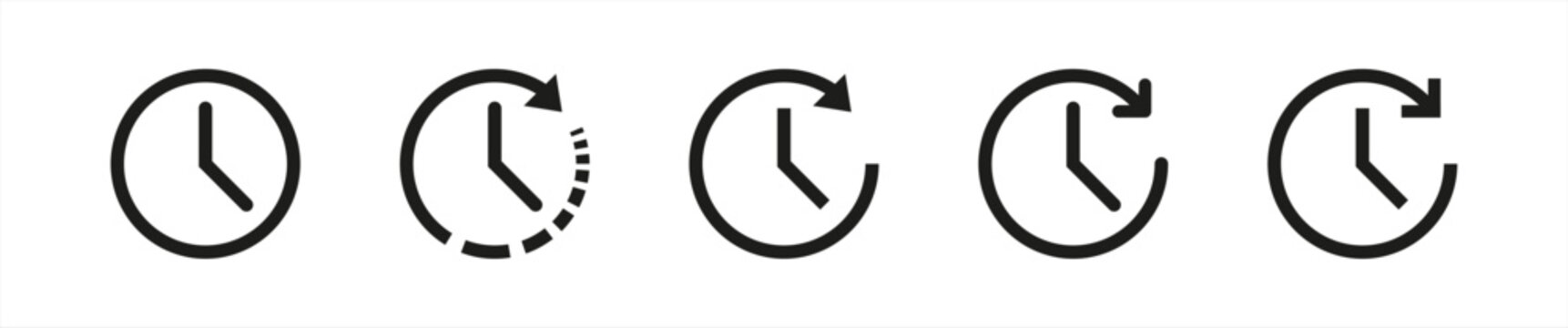 Clock with arrow circle. Time icon symbol isolated on white background. Vector 10 eps.
