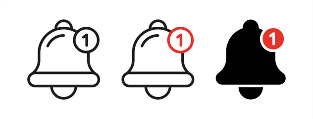 Notification bell icon set, vector 10 eps.