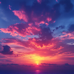 Fototapeta premium Sunset over ocean horizon stunning nature scene serene coastal environment colorful sky viewpoint tranquil evening concept