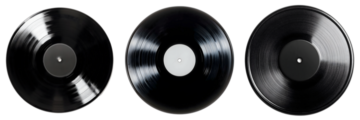 Vinyl Records on Transparent Background