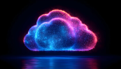 Glowing Pink and Blue Particle Cloud Digital Network