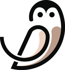 Owl vector logo with unified line design, minimalist and modern. Symbol of intelligence, insight and creativity, suitable for branding in education, technology and business.