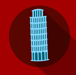 Modern Flat Famous Building, Suitable for Diagrams, Infographics, Illustration, And Other Graphic Related Assets,The Leaning Tower, Pisa, Italy, Europe. Flat style. 