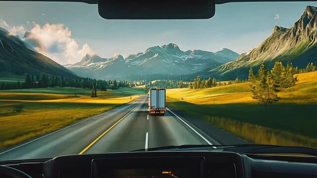 Mountain Road Trip, Truck Driving, Scenic Highway, Dashcam View, Travel Destination, Nature